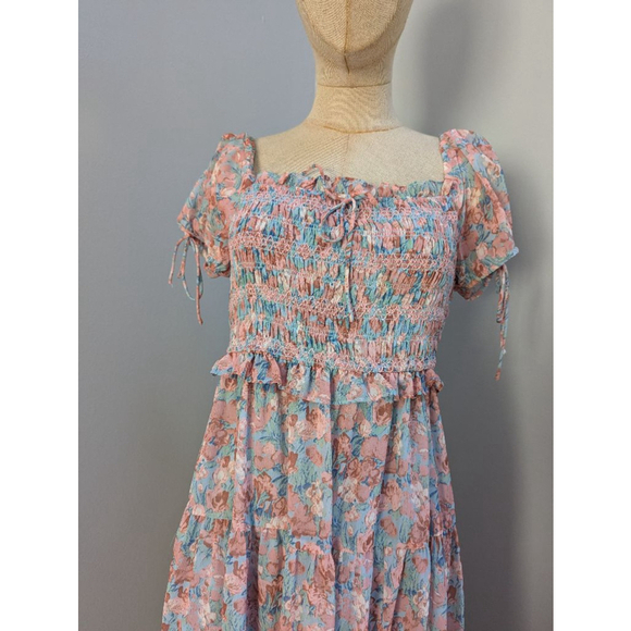 En Saison Adelina Midi Floral Pink Blue Midi Dress - Small - Picture 3 of 13